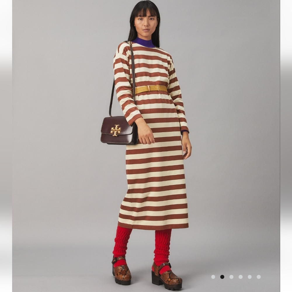 Tory Burch Belted JERSEY STRIPED DRESS NWT